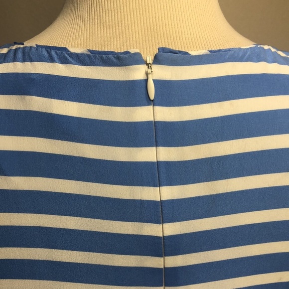 J. CREW Size 2 Blue and White Striped 100% Silk Sleeveless Dress - Picture 7 of 11
